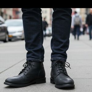 Thursday Boot Company Men's Captain Lace-Up Leather Boots Black Size 10